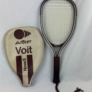 AMF VOIT RACQUETBALL RACQUET VTG 70's NOVA RED BROWN LEATHER GRIP Retro